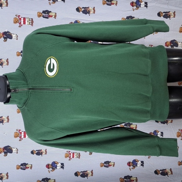 Green Bay Packers 1/4 zip embroidered logo green & white LG pullover sweatshirt - Picture 2 of 5